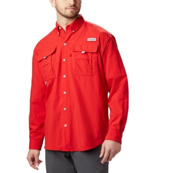 Columbia Overhemd Heren, PFG Bahama II Long Sleeve Rood, 60MOZXINA